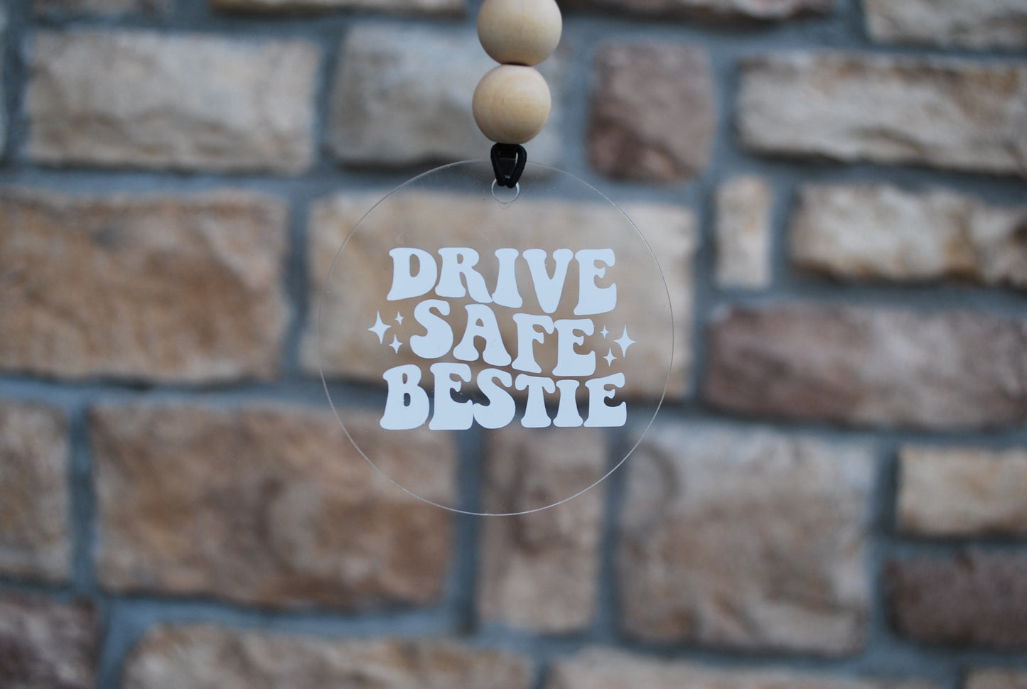 Drive safe bestie car charm