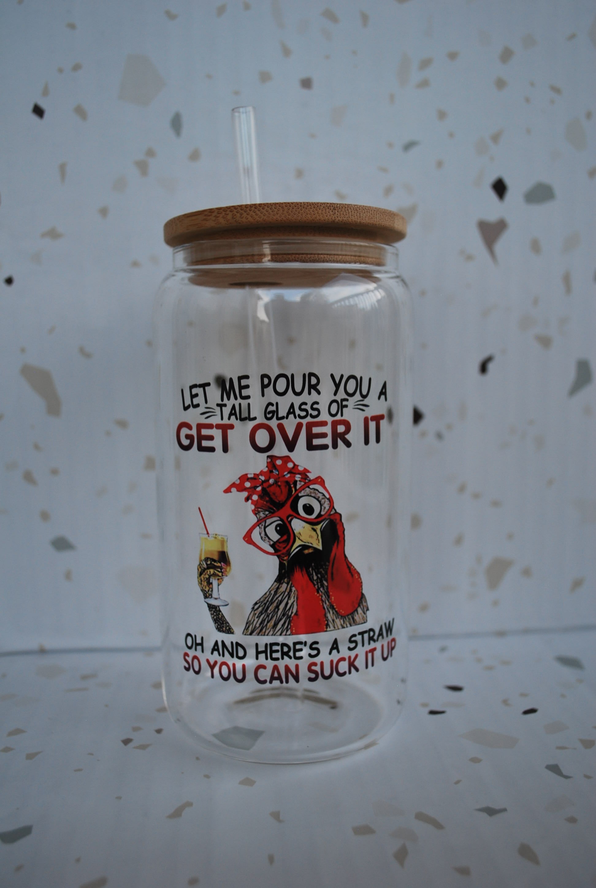 Get over it glass cup